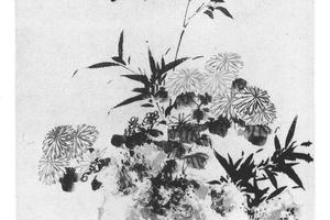 竹石菊花图