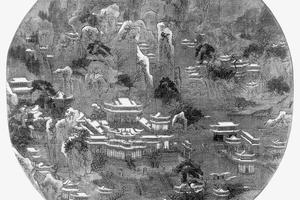 京畿瑞雪图纨扇