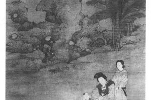 蕉石戏婴图