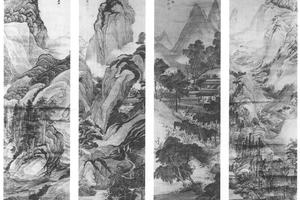 仿古山水四条