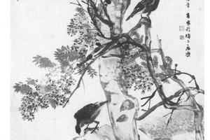 紫藤双鸠图
