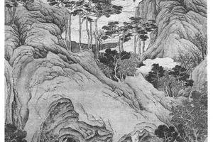 云山听泉图