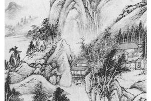 水阁听泉图