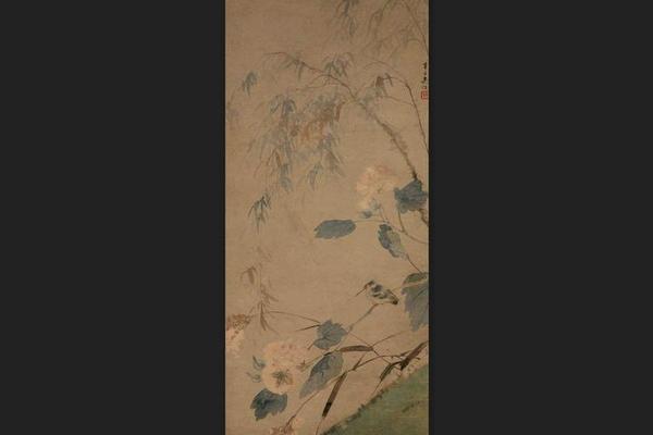 柳塘翠鸟图轴