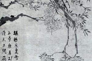 碧桃图轴