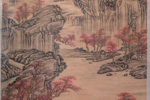 枫林晚坐图轴