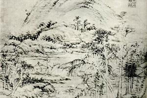 王麓台山水斗方