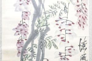 紫藤小鸟图