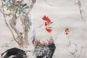 藤萝双鸡