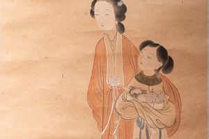 设色仙女献果图轴