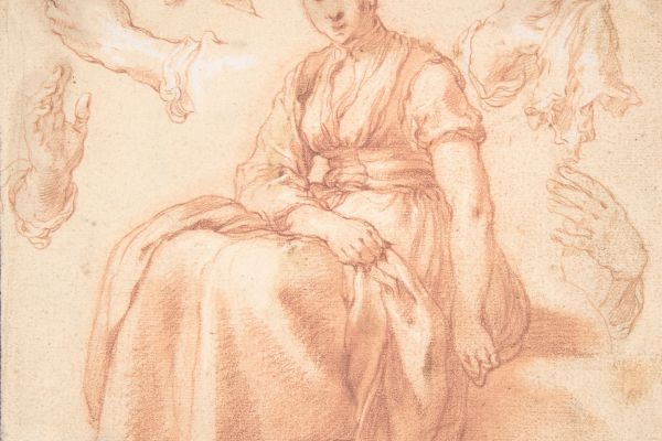 Study of a Seated Woman and Five Studies of Hands