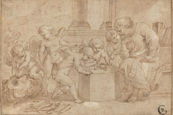 Elderly Man Watching Putti Dissect an Eye 