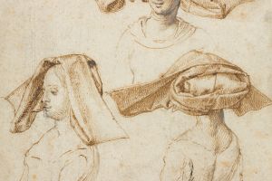 Three Studies of a Woman Wearing an Elaborate Headdress 