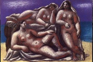 Femme nue debout accoud