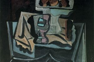 Nature morte sur un guidon devant une fenre ouverte