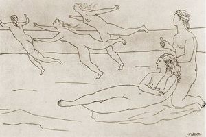Baigneur et baigneuses