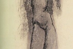 Femme nue sur pierre carr俥