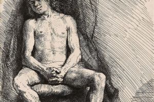 Nude Man Seated before a Curtain 