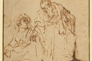 Study of a Man Talking to a Woman Seated on the Left 