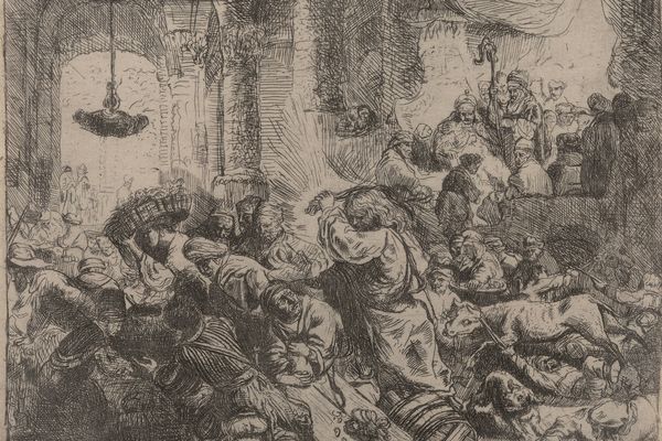 Christ driving the money changers from the temple 