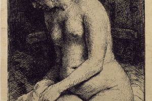 A Woman Bathing Her Feet at a Brook 
