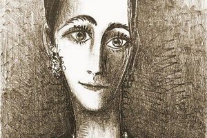 Peintre et mode avec un noeud dans les cheveux