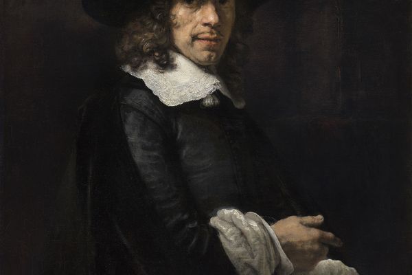 Portrait of a Gentleman with a Tall Hat and Gloves 