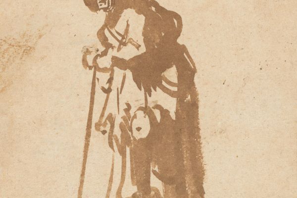 Beggar Woman Leaning on a Stick 