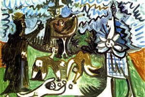 Guitariste et personnages dans un paysage I