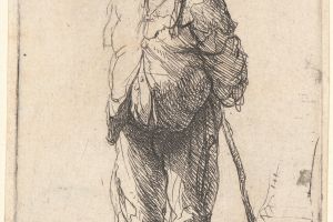 Ragged Peasant with His Hands behind Him, Holding a Stick 