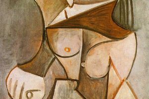 Femme  la mantille sur fond rouge I