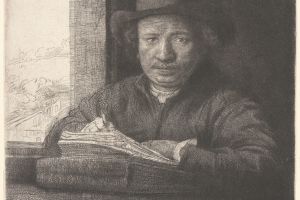 Rembrandt Drawing at a Window 