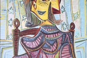 Buste de femme en costume violet