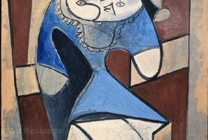Te de femme aux boucles vertes