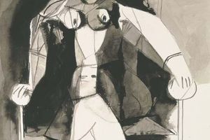 Femme assise avec chien
