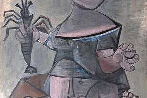 Femme en gris et blanc