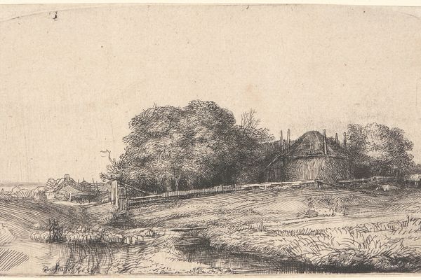 Landscape with a Hay Barn and a Flock of Sheep