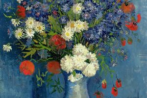 Vase with Cornflowers and Poppies