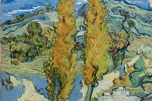 Two Poplars on a Road Through the Hills