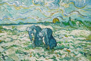 Two Peasant Women Digging in Field