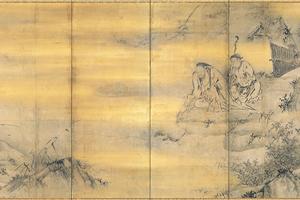 仙人高士图屏风（左）