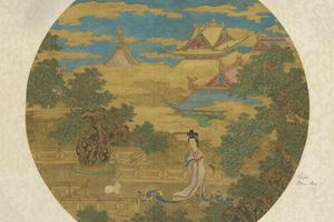 仕女玉兔图页