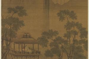 水亭清兴图轴