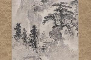 松岩萧寺图