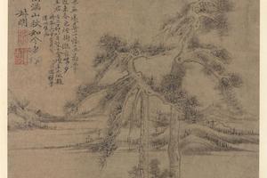 元明册页集-双松钓艇图