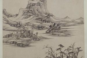 仿倪云林溪亭山色图