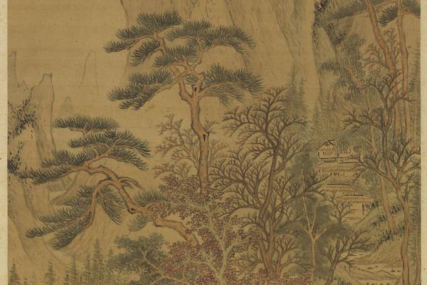 秋山红树图轴
