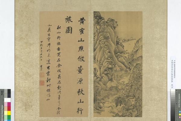 仿宋元人缩本画及跋册·仿王蒙仿董源秋山行旅图