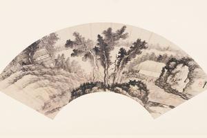 山水扇面-3