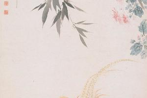 锦鸡竹菊图轴